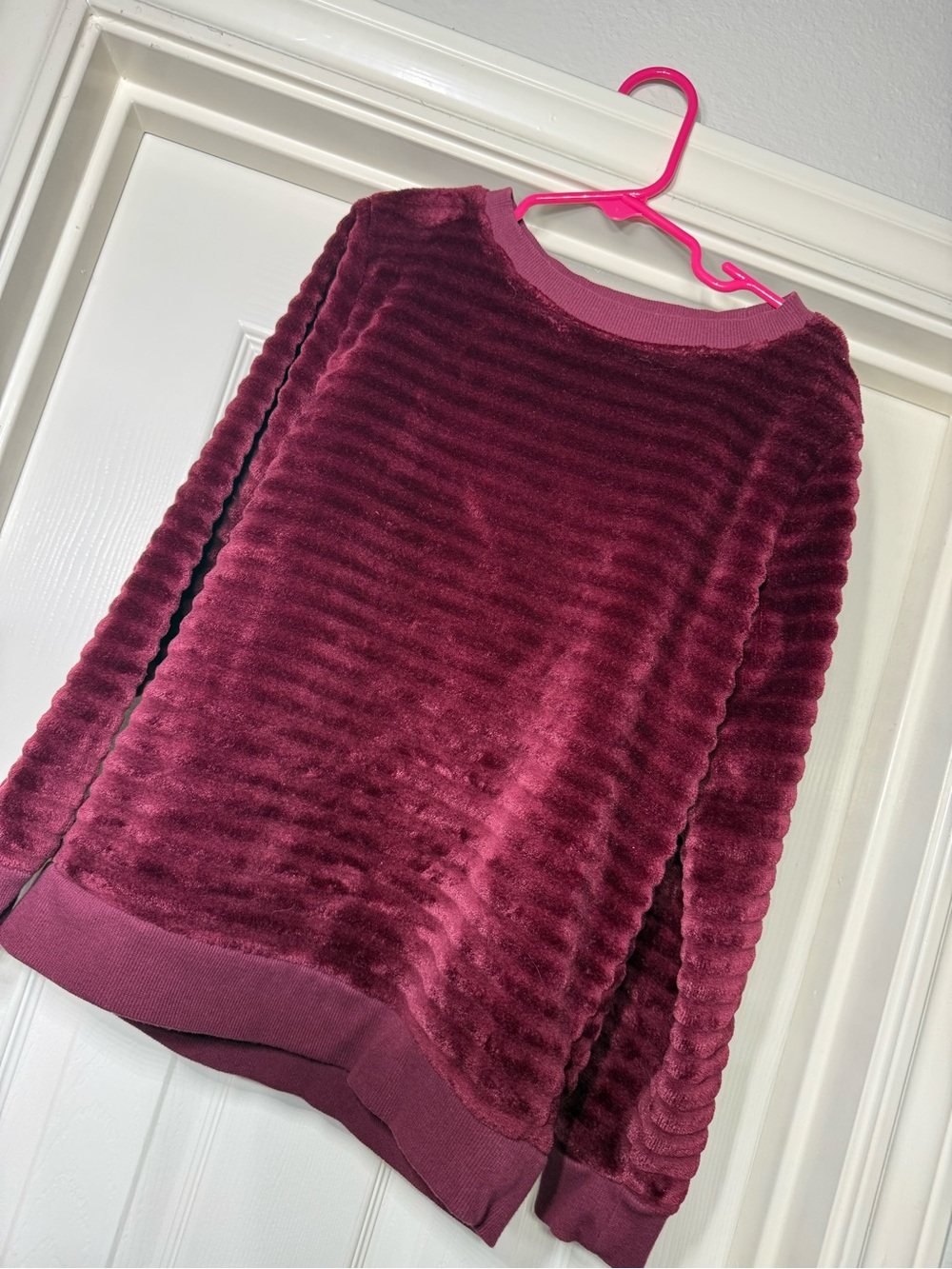 Cat & Jack Plush Ribbed Crewneck Sweater - Burgundy